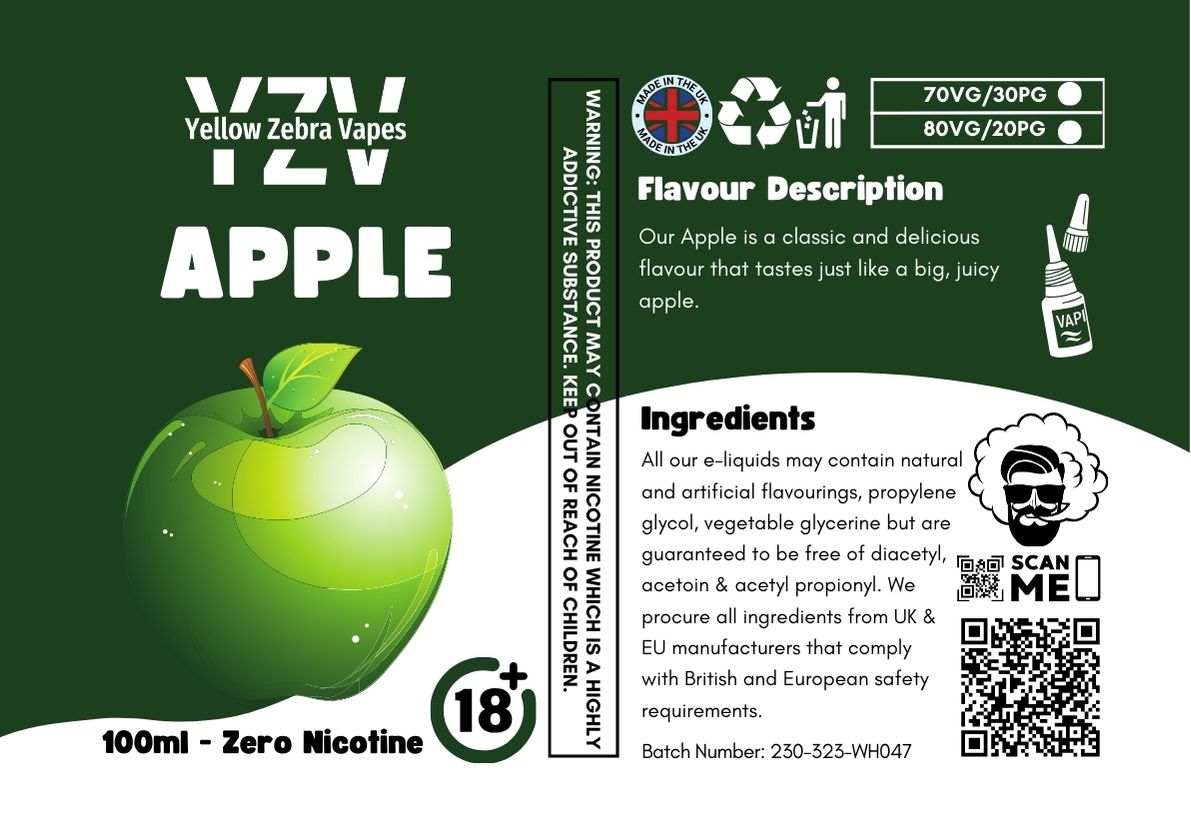 100ml Apple Flavoured e-liquid