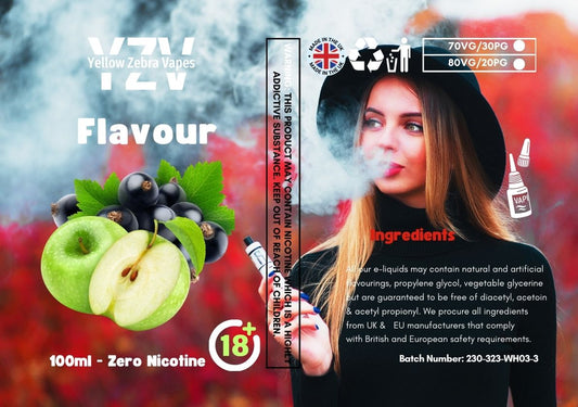 100ml Cool Apple & Blackcurrant Flavoured e-liquid